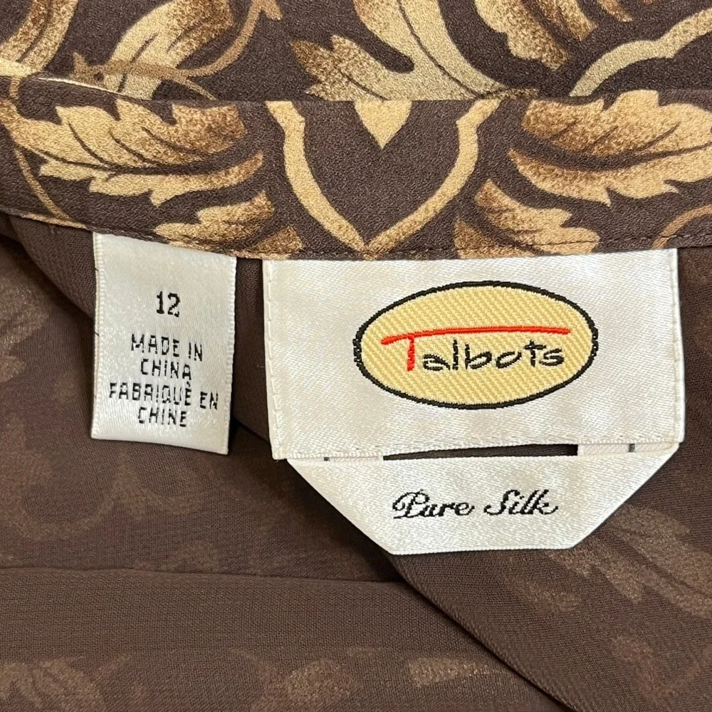 Talbots Silk Maxi Skirt 12 Brown Damask Baroque Regencycore VTG 90s Old Money